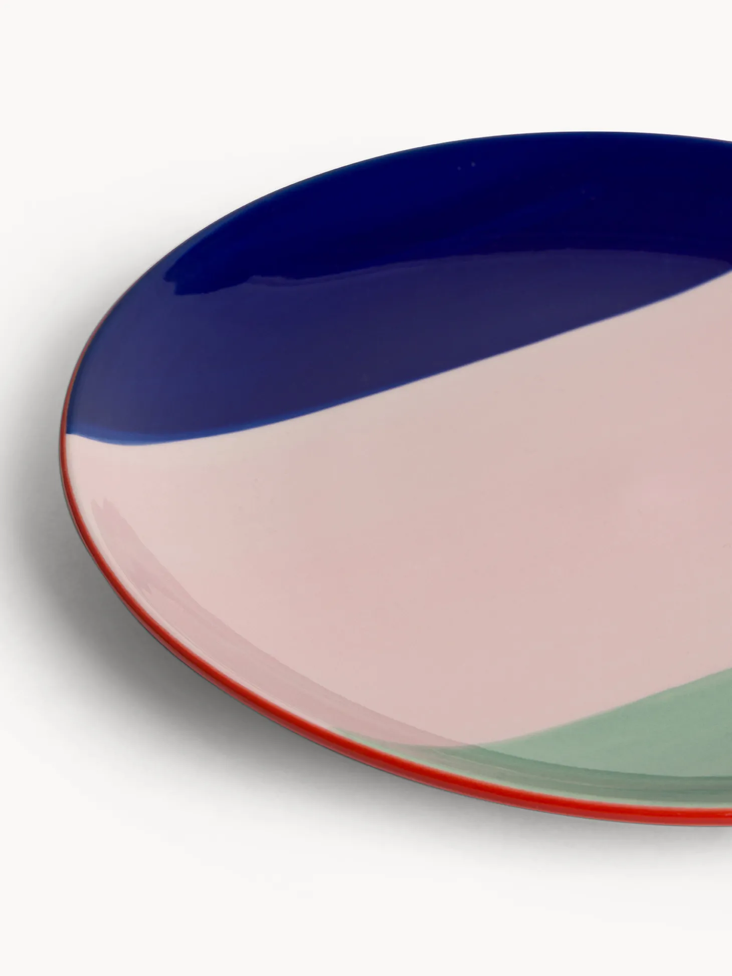 Piatto frutta in ceramica a righe colorate