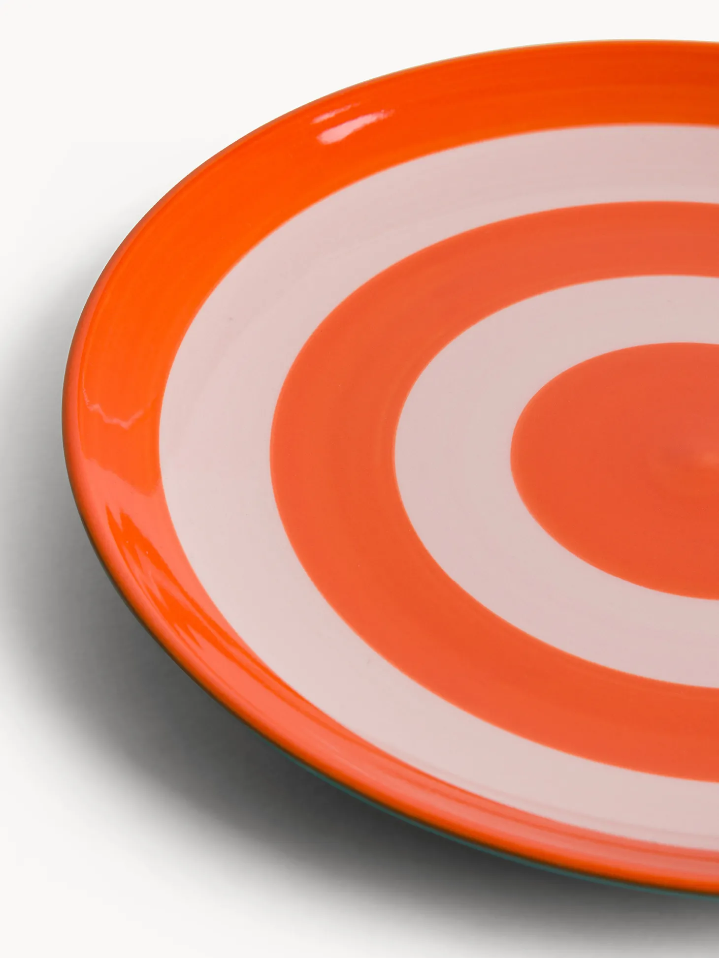 Piatto frutta in ceramica a righe circolari