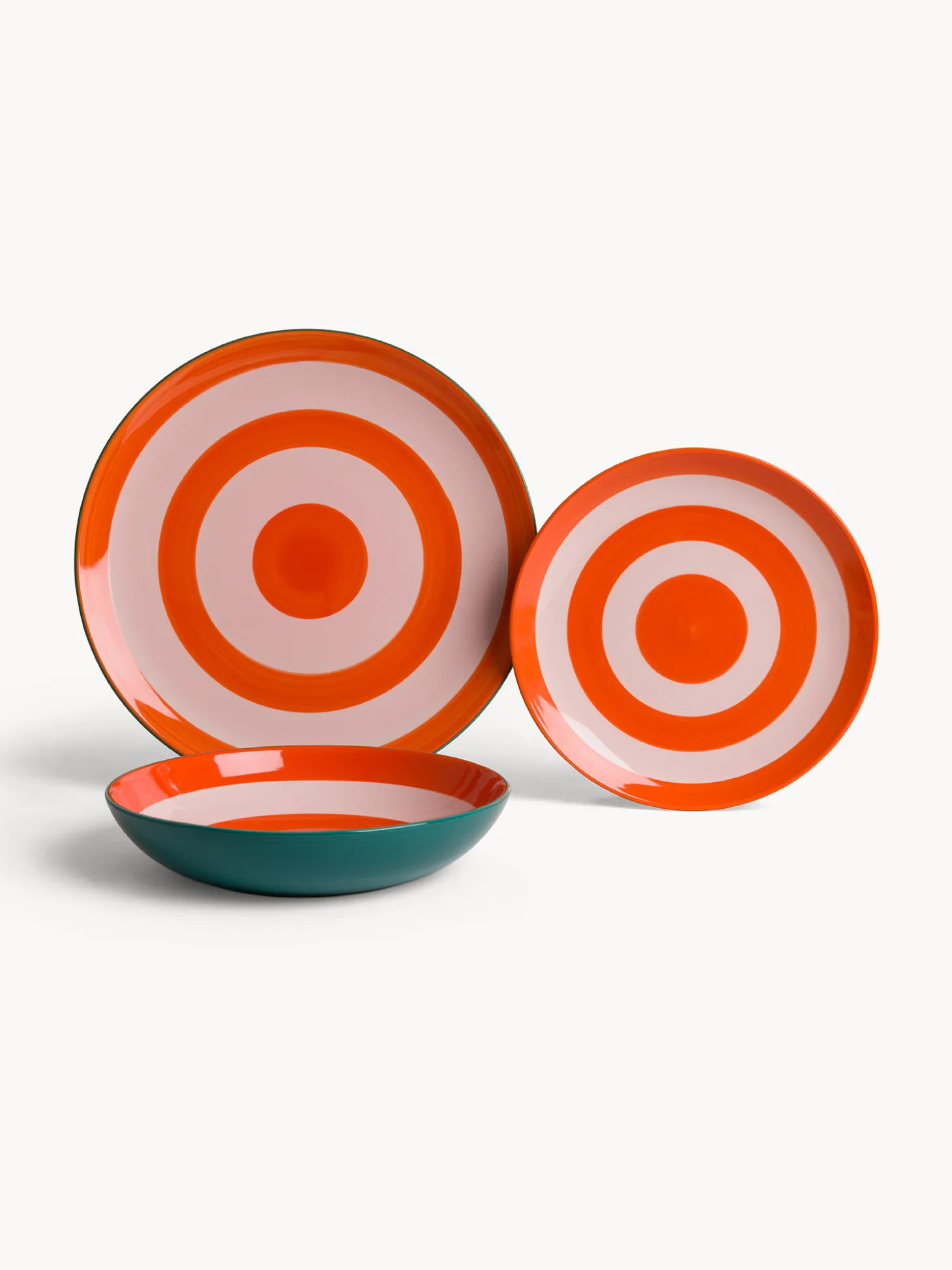 Piatto frutta in ceramica a righe circolari