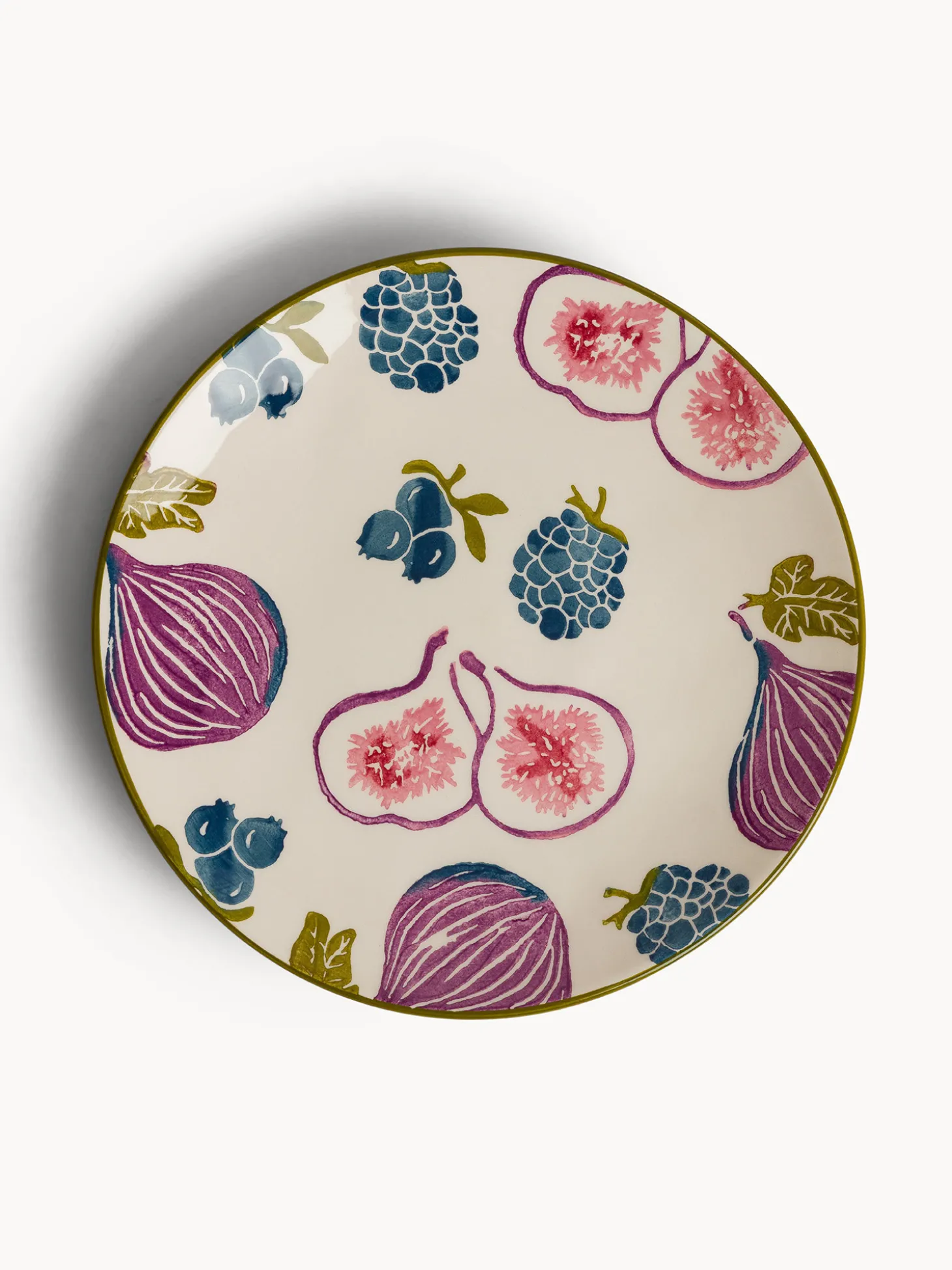 Piatto frutta in ceramica motivo fichi dipinto a mano