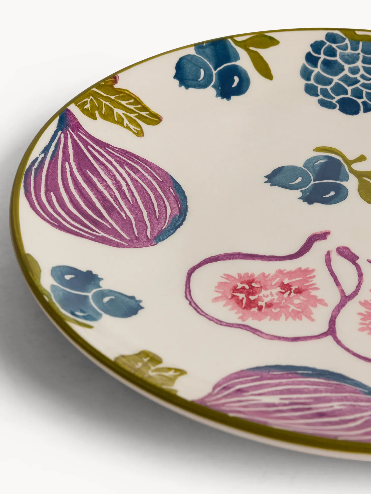 Piatto frutta in ceramica motivo fichi dipinto a mano