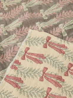 Plaid in garza di cotone motivo fiocchi
