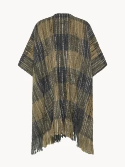 Poncho bouclé motivo tartan