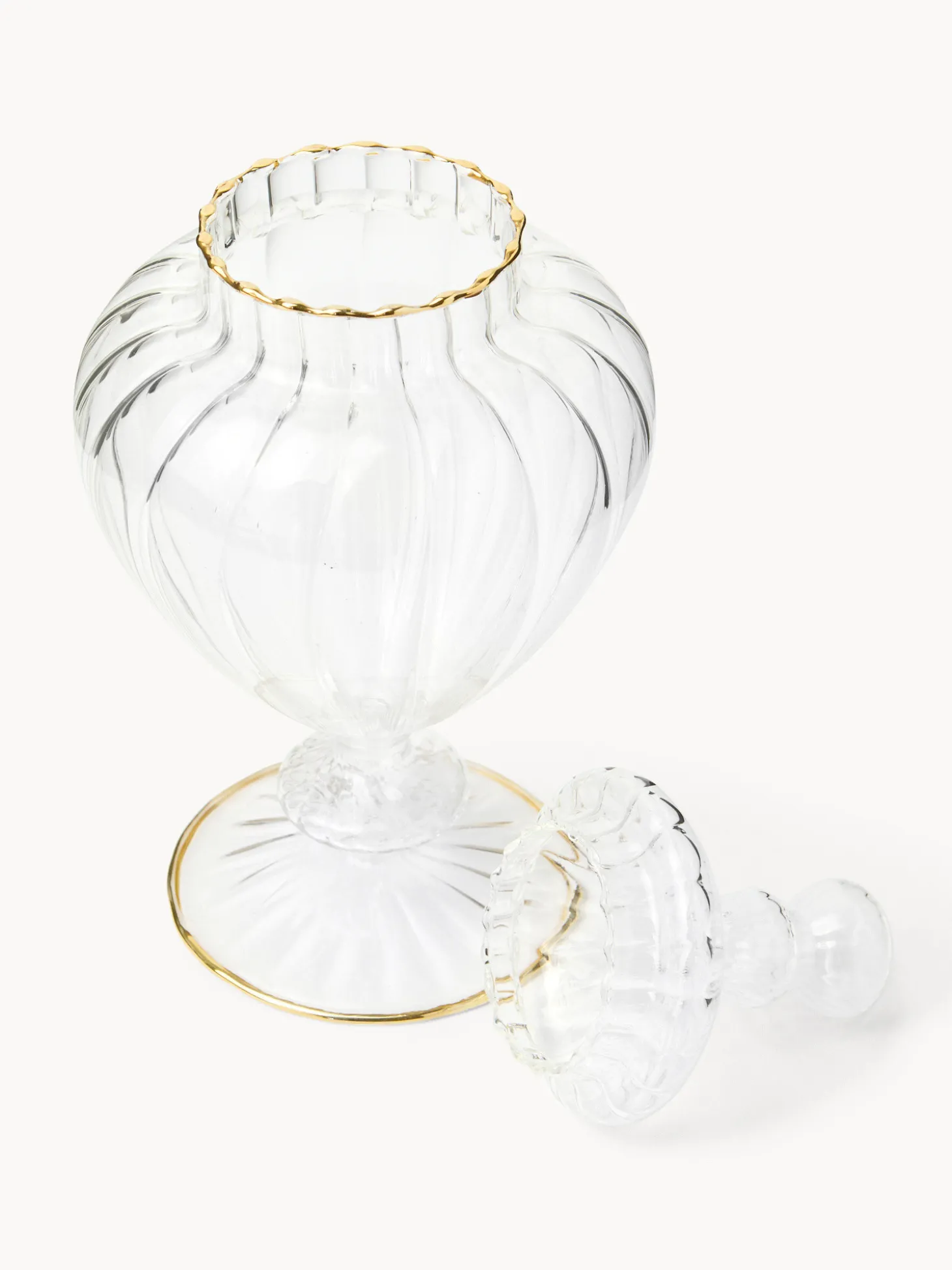 Porta dolci in vetro borosilicato profili oro