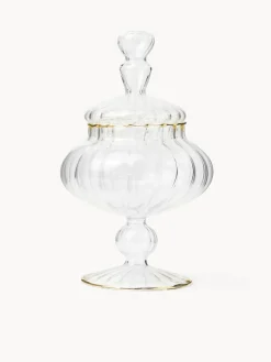 Porta dolci in vetro borosilicato profili oro