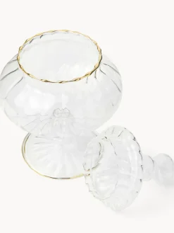 Porta dolci in vetro borosilicato profili oro