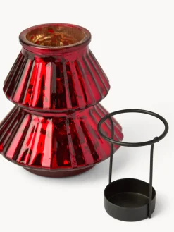 Porta t-light in vetro ad albero di Natale