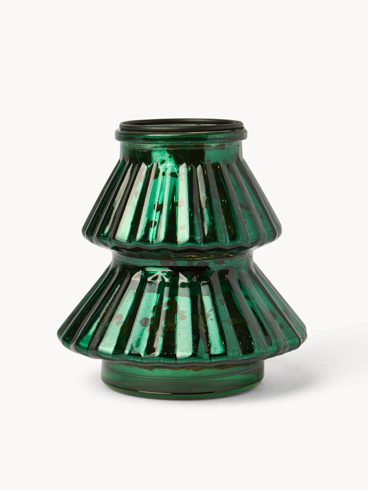 Porta t-light in vetro ad albero di Natale
