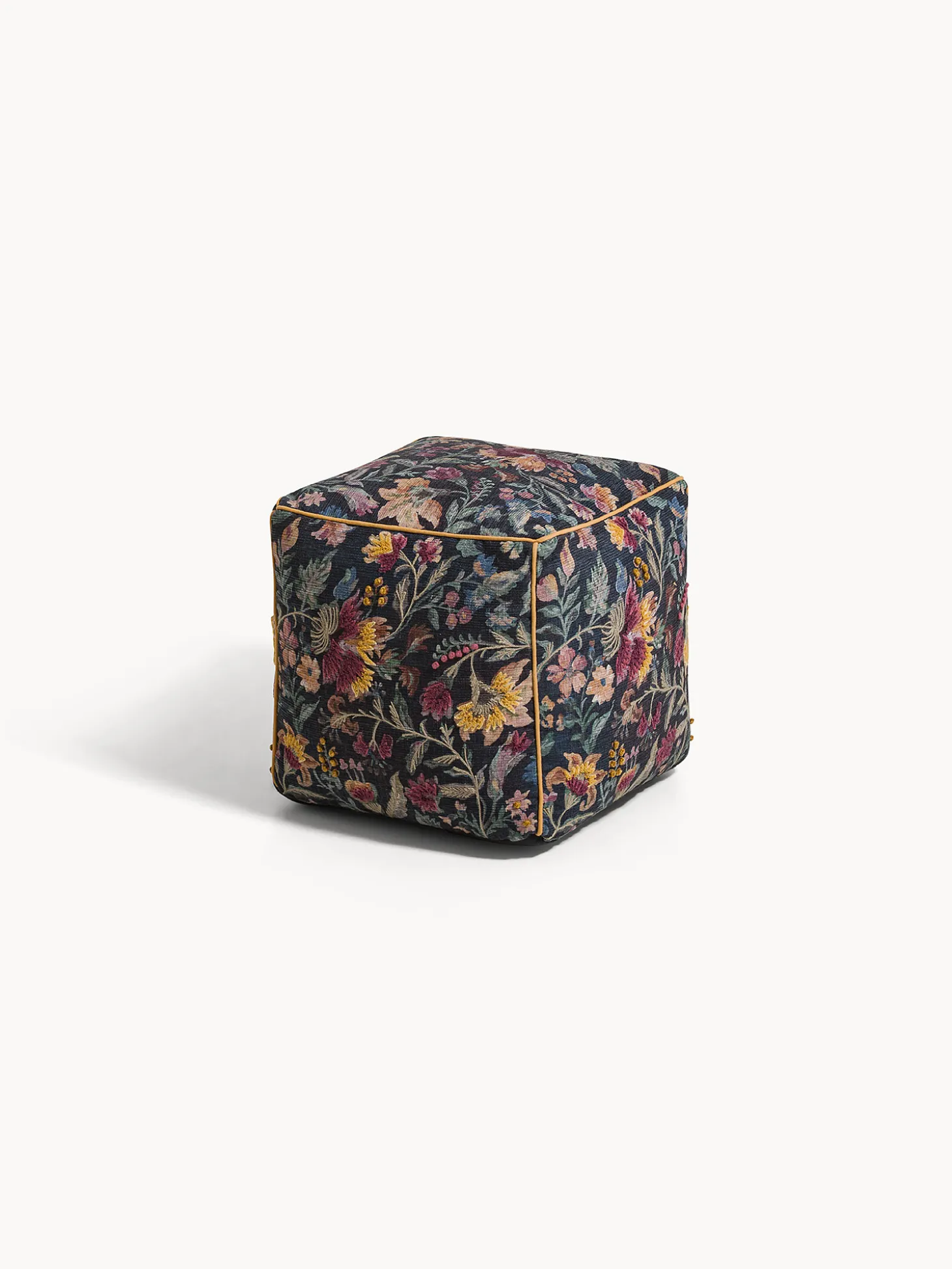 Pouf in velluto stampa floreale
