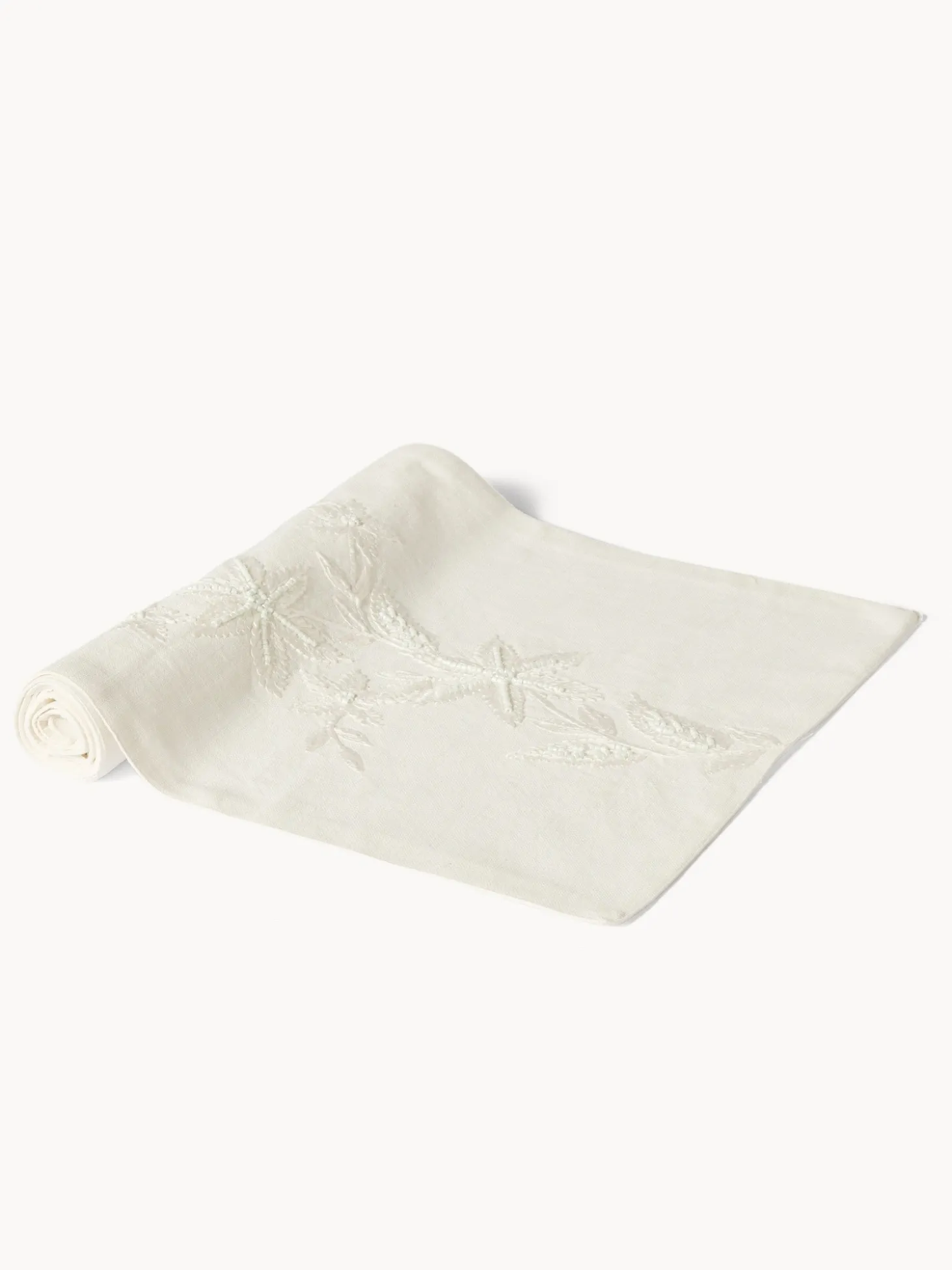 Runner in puro cotone con ricamo floreale