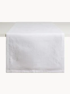Runner in puro cotone jacquard motivo floreale
