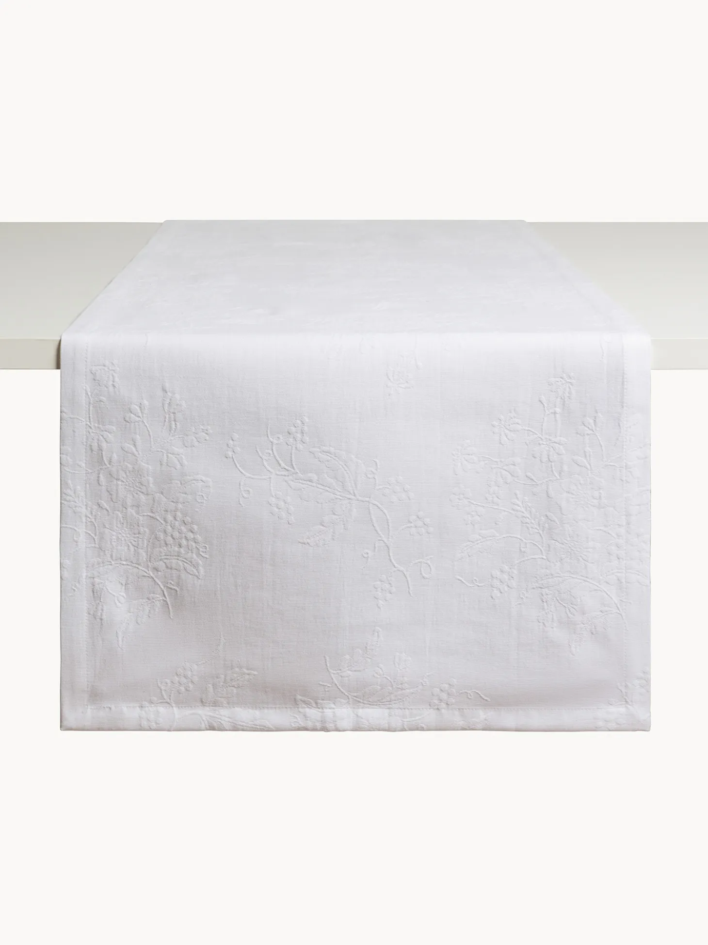 Runner in puro cotone jacquard motivo floreale