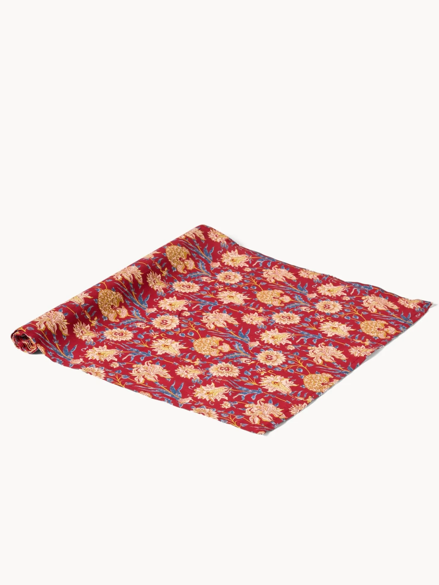 Runner in voile di cotone con stampa block print
