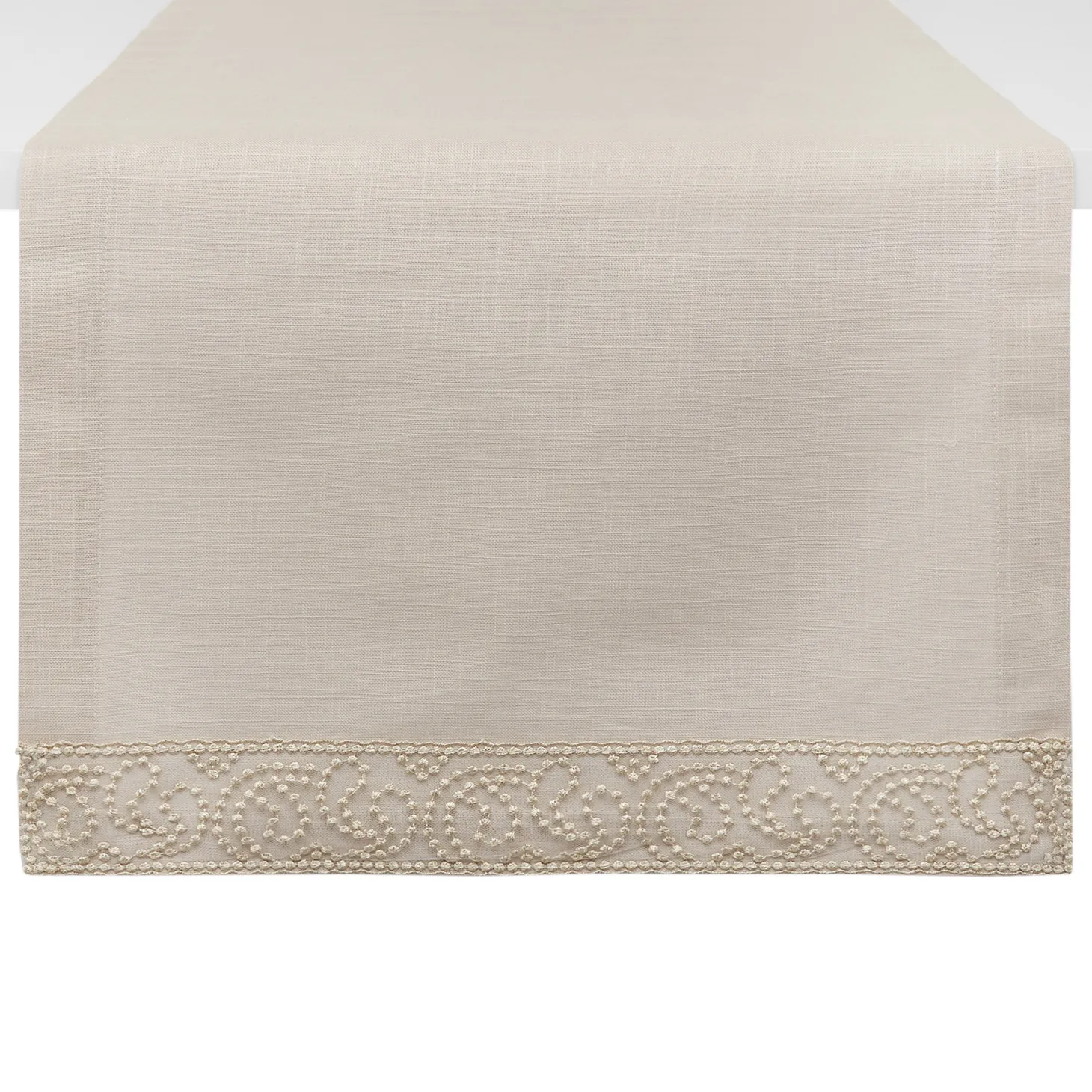 Runner puro cotone bordo in tulle e lurex