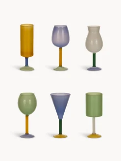 Set 6 calici liquore in vetro opalino