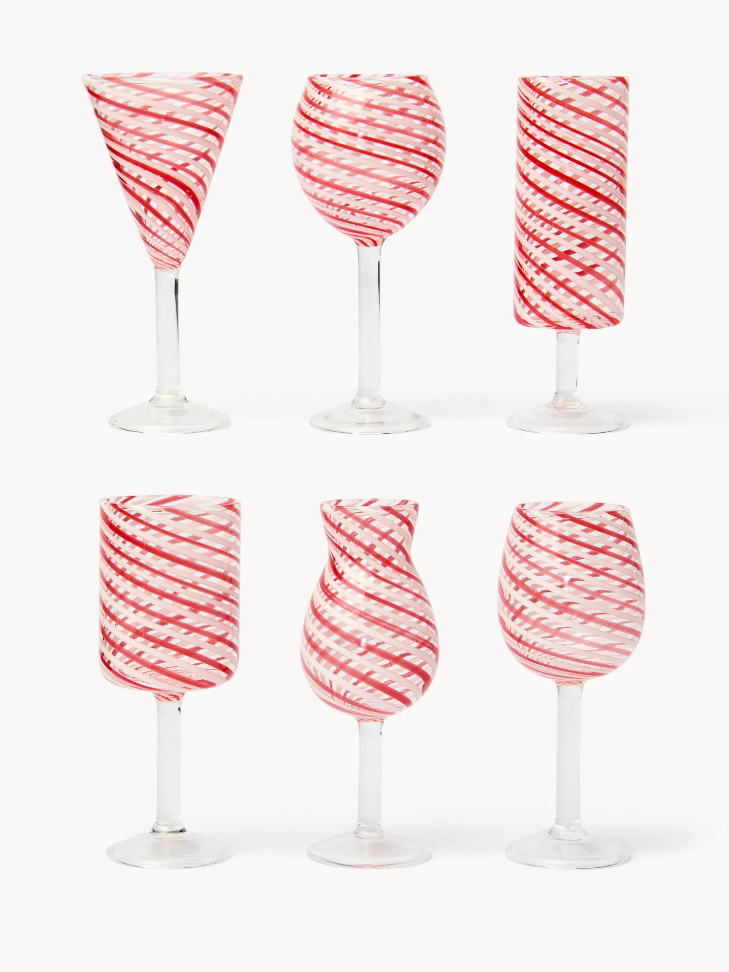 Set 6 mini calici in vetro borosilicato a righe