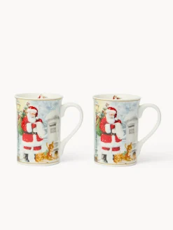 Set 2 mug in new bone china Babbo Natale vintage