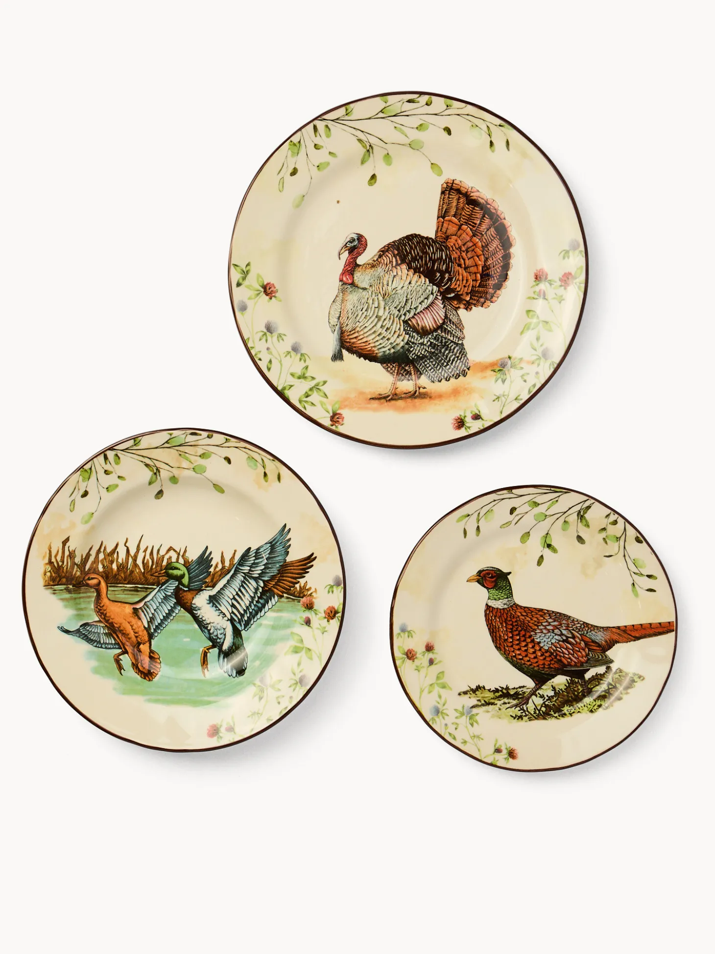 Set 18 piatti in ceramica motivo selvaggina
