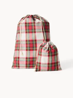 Set 2 sacchetti tartan in puro cotone tinto filo