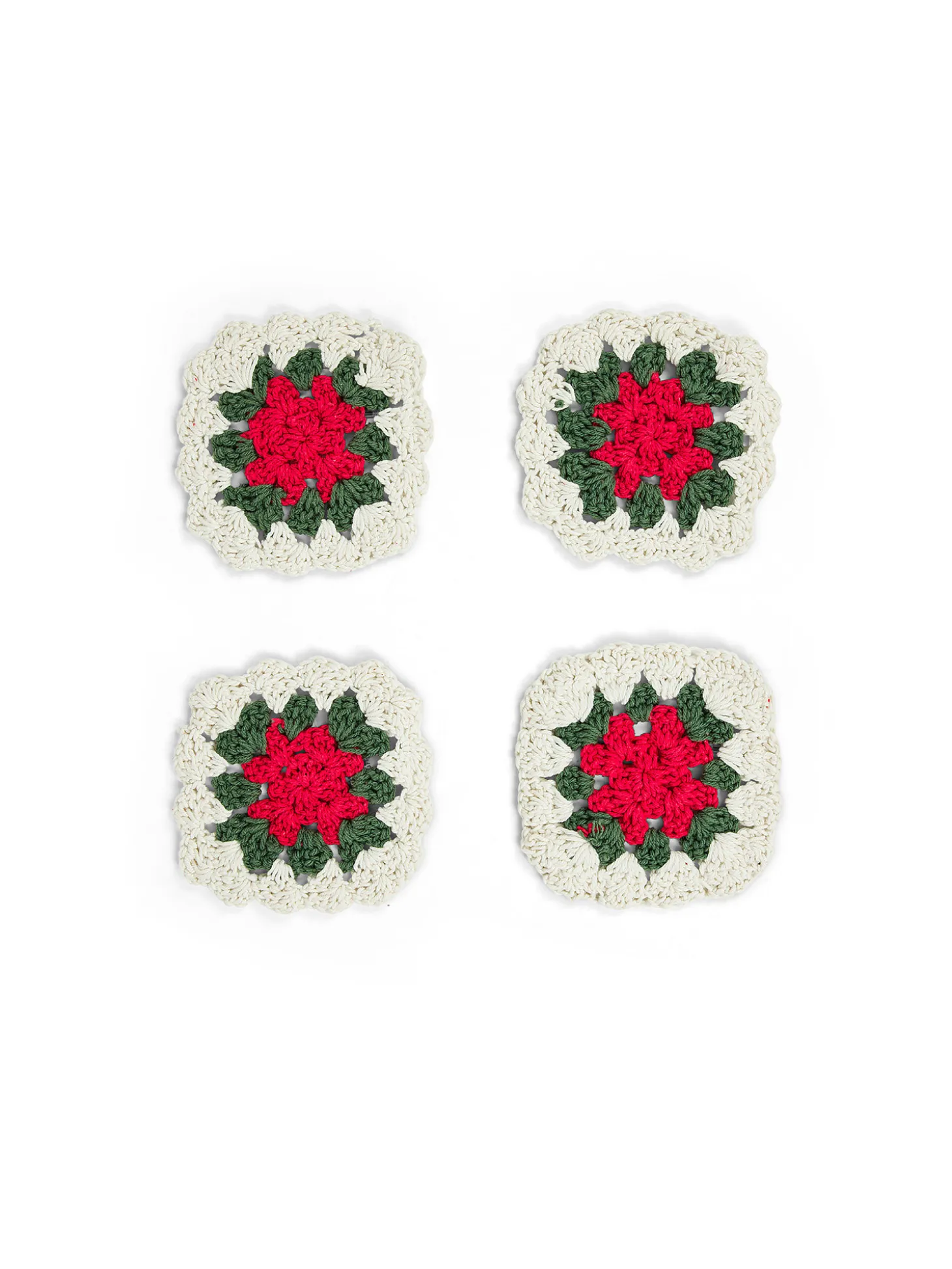 Set 4 sottobicchieri uncinetto in cotone