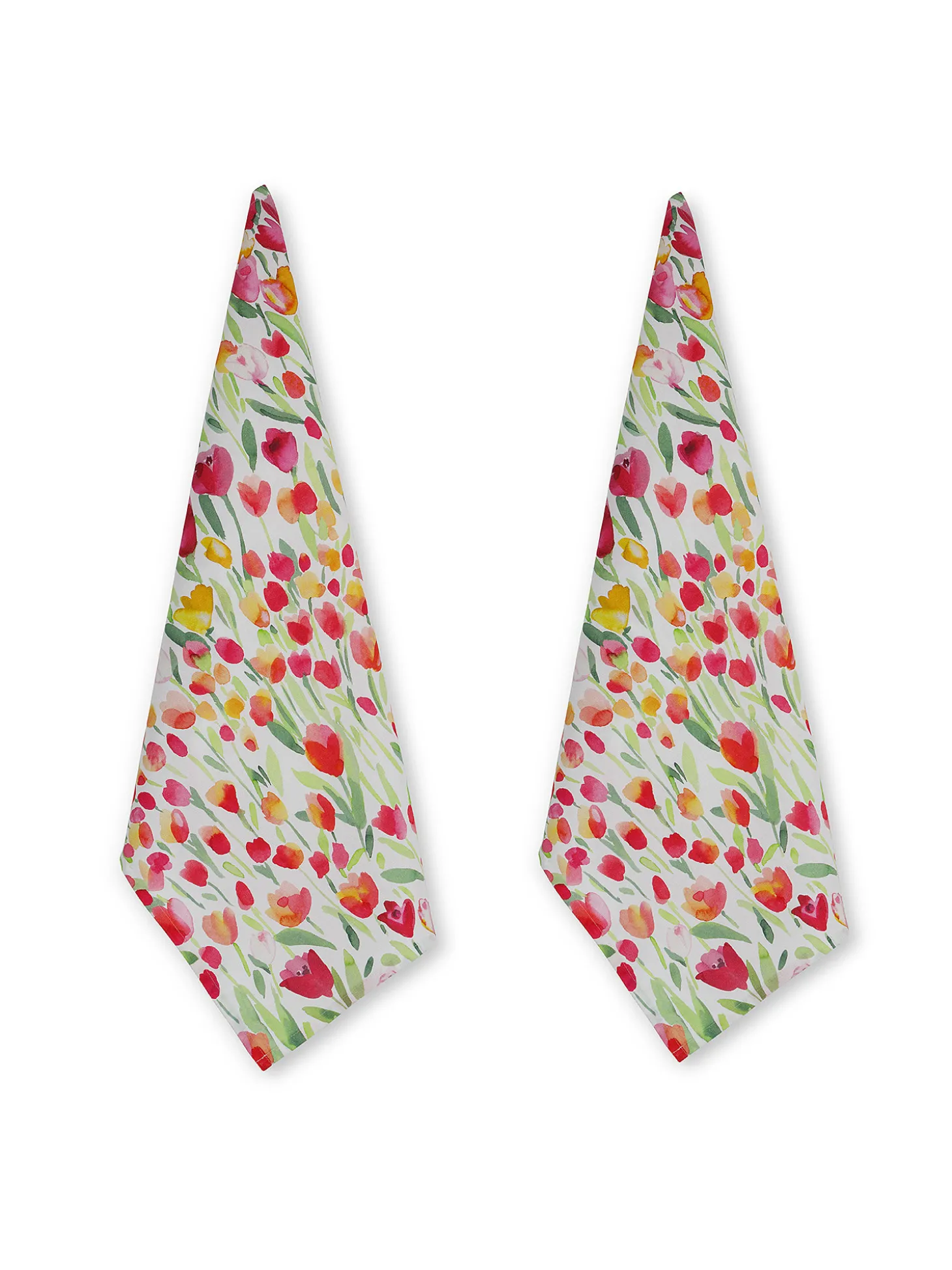 Set 2 strofinacci panama di cotone stampa tulipani