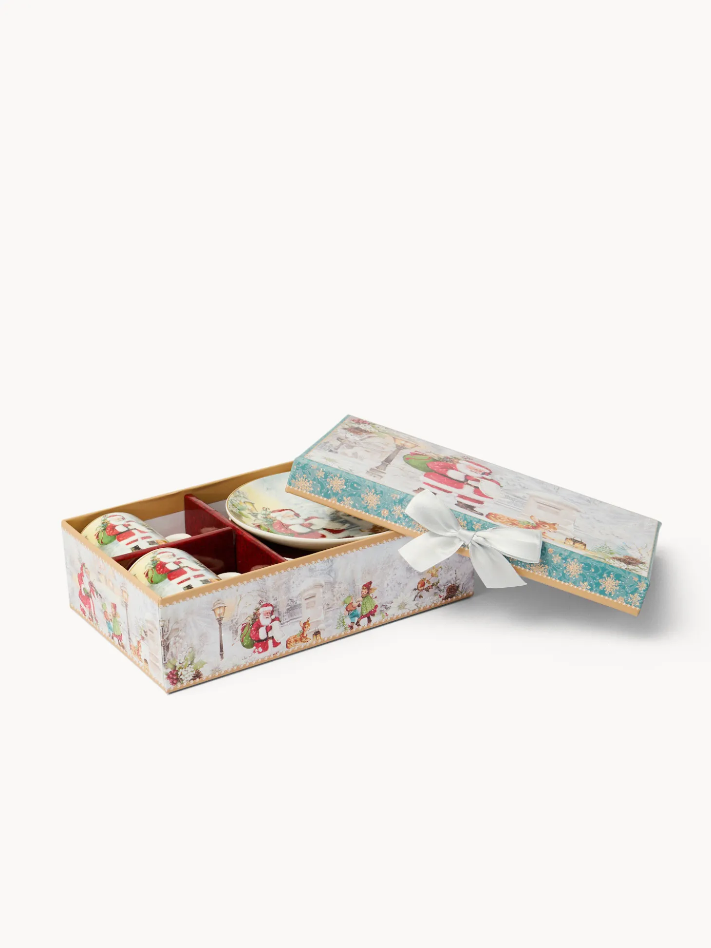 Set 2 tazze caffè in new bone china Babbo Natale vintage
