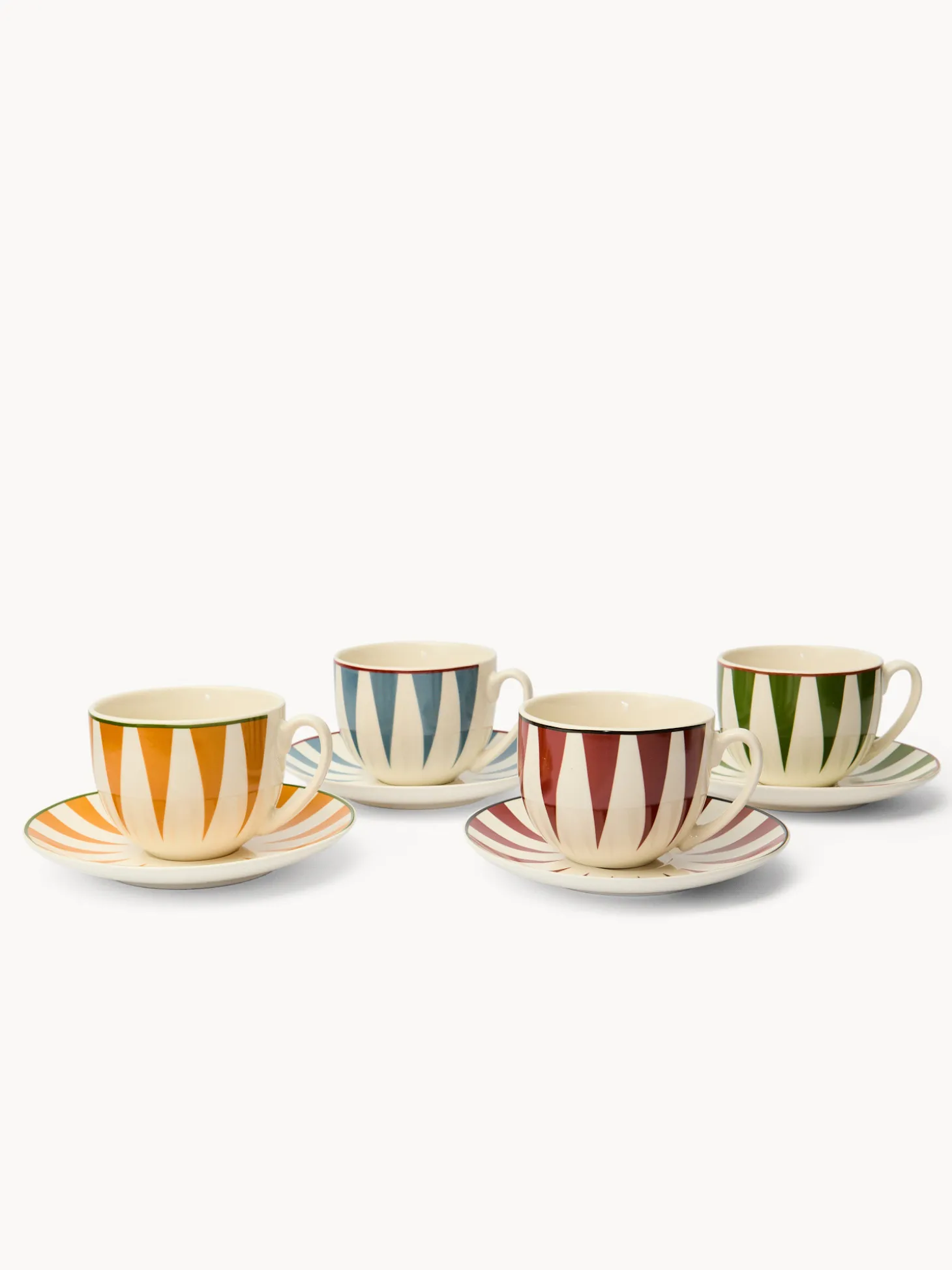 Set 4 tazze tè in new bone china a righe