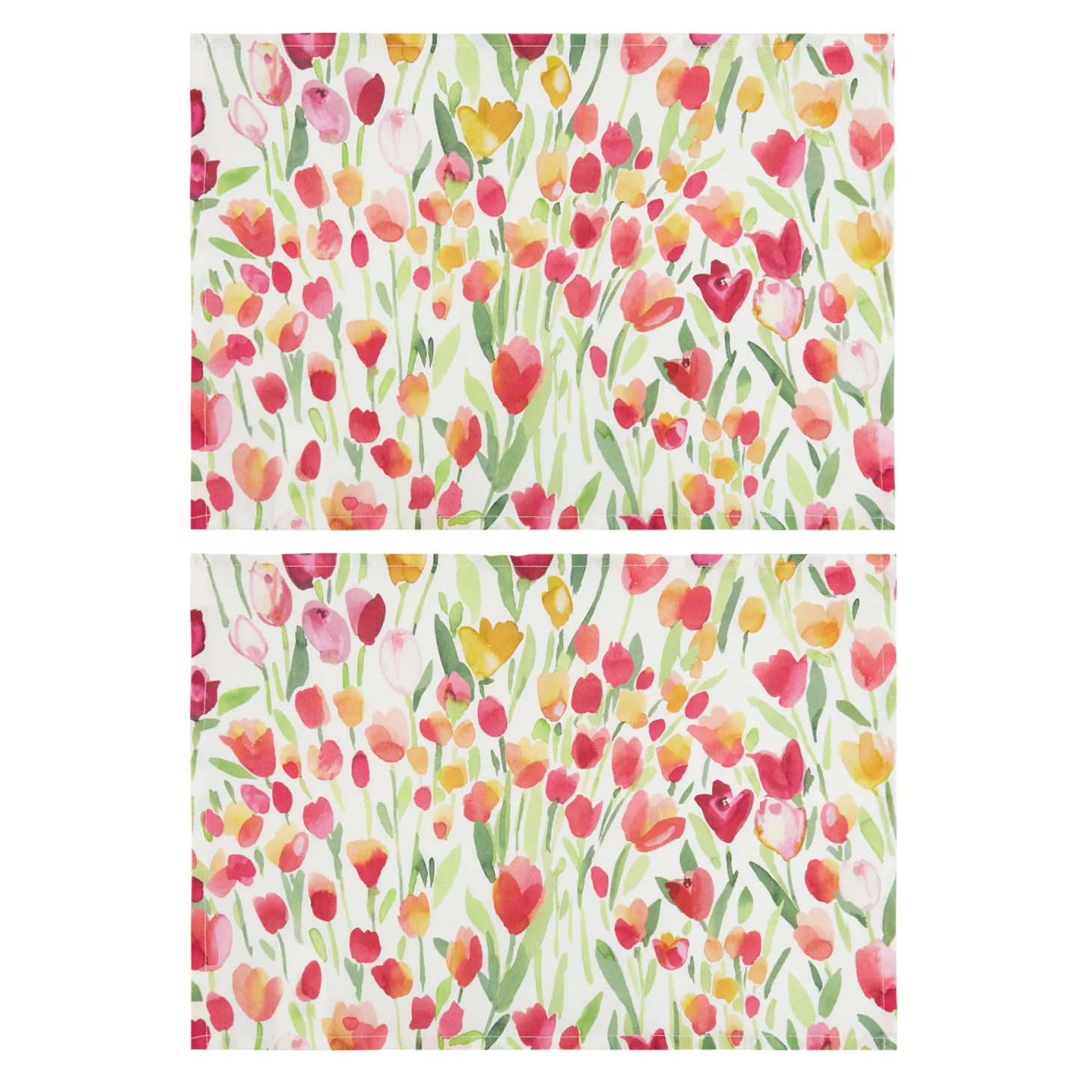 Set 2 tovagliette panama di cotone stampa tulipani