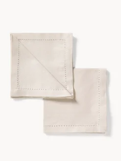 Set 2 tovaglioli in cotone e lurex con orlo à jour