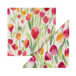 Set 2 tovaglioli panama di cotone stampa tulipani