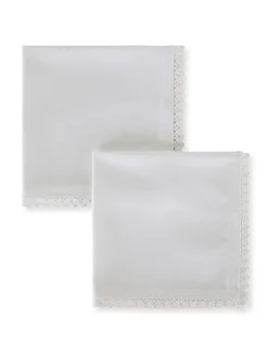 Set 2 tovaglioli twill di cotone con pizzo
