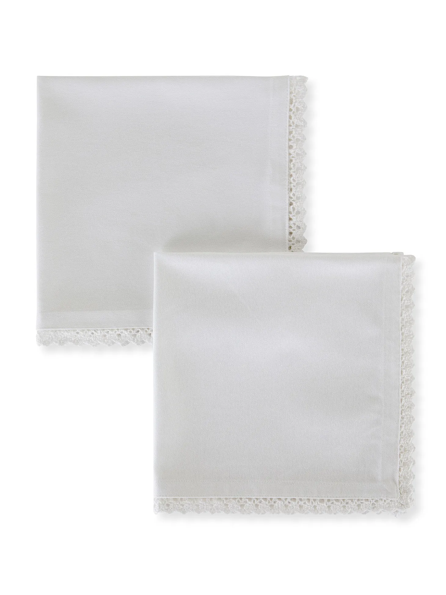 Set 2 tovaglioli twill di cotone con pizzo