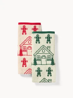 Set di 2 strofinacci in spugna di cotone jacquard