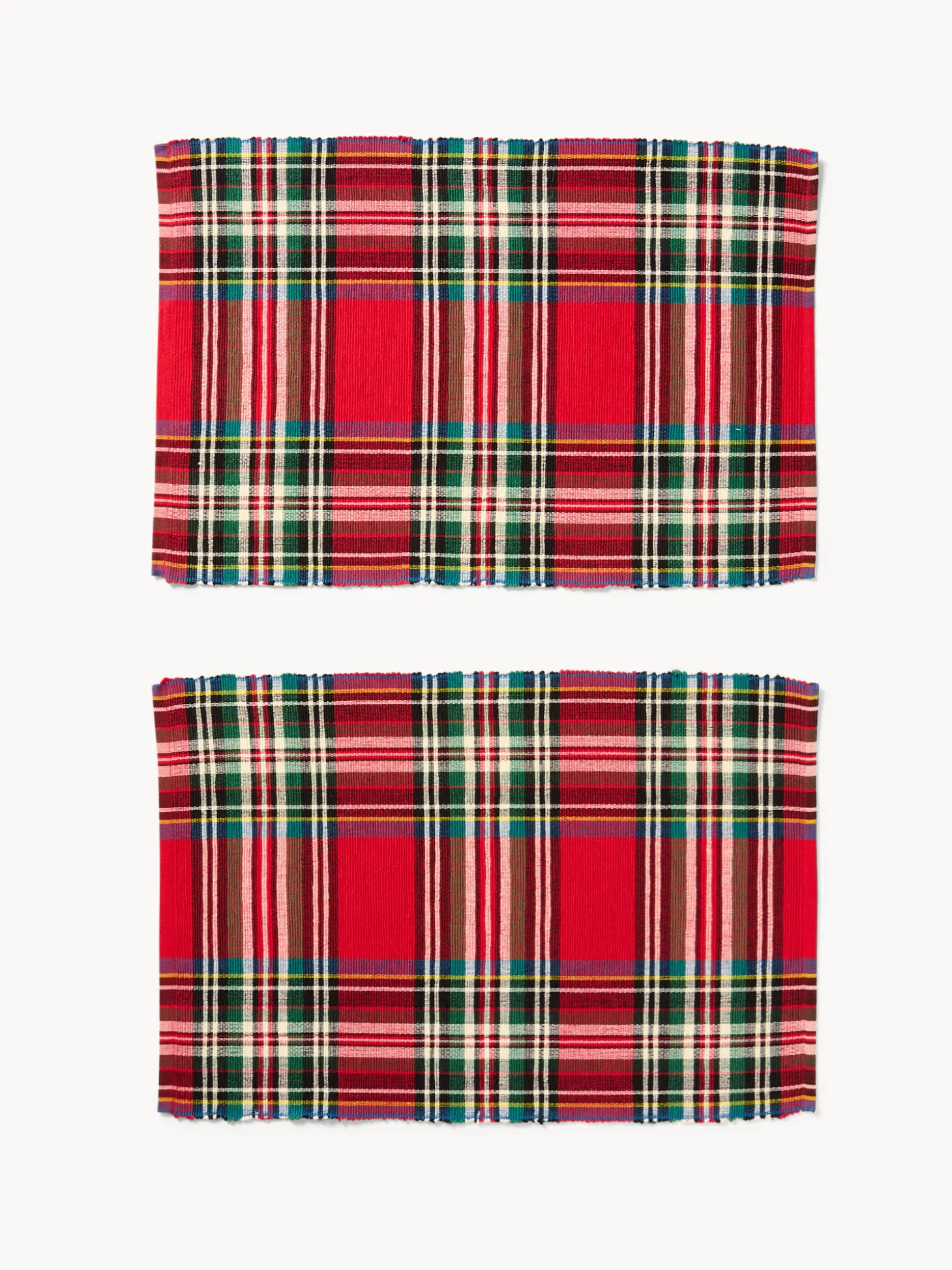 Set di 2 tovagliette tartan a costine in puro cotone tinto filo