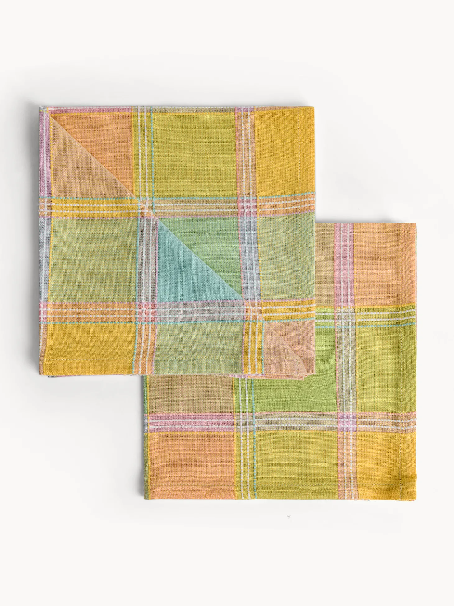 Set di 2 tovaglioli in cotone check pastello