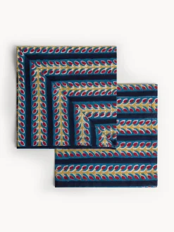 Set di 2 tovaglioli in puro cotone stampa block print