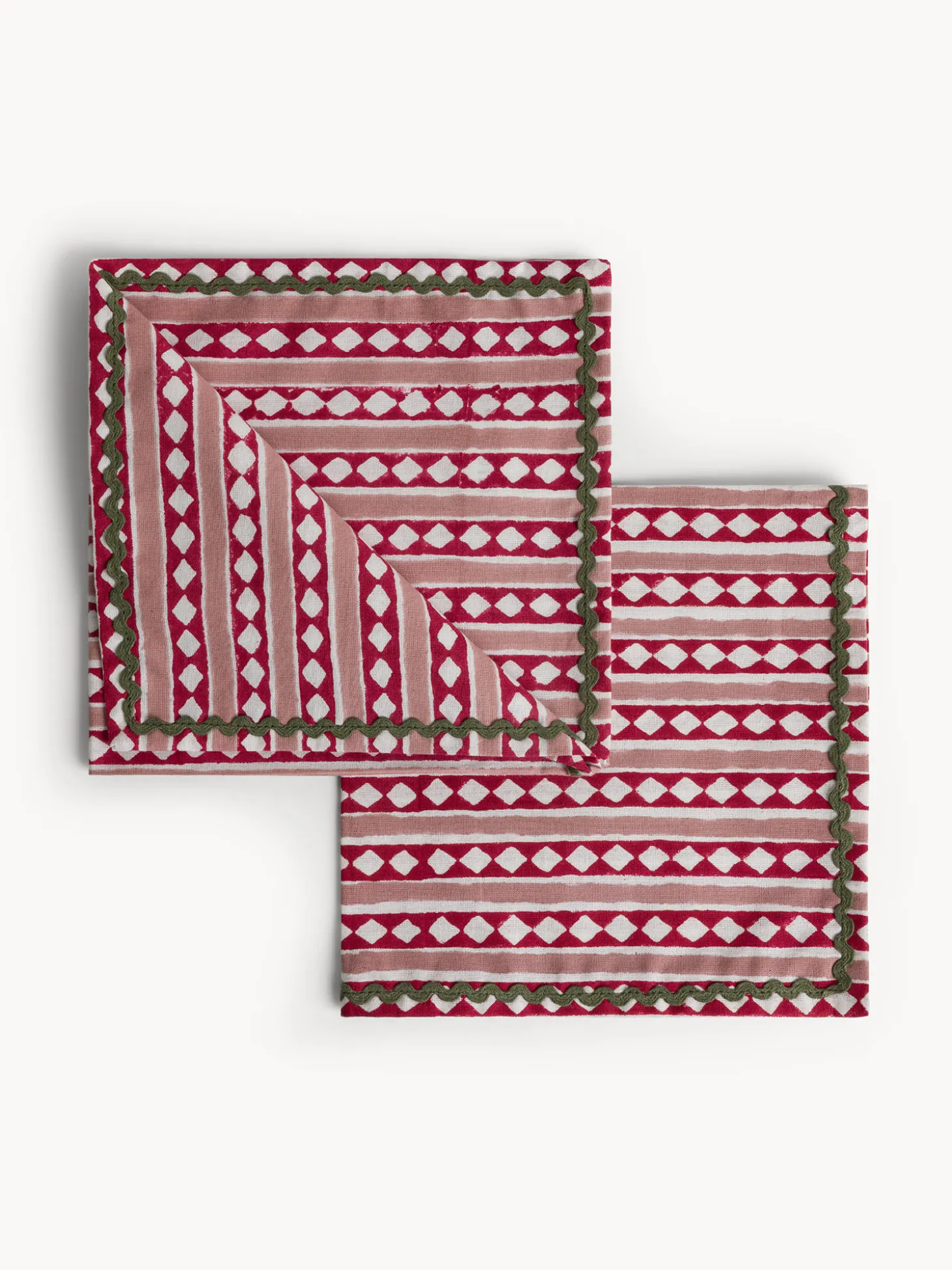Set di 2 tovaglioli in puro cotone con stampa block print