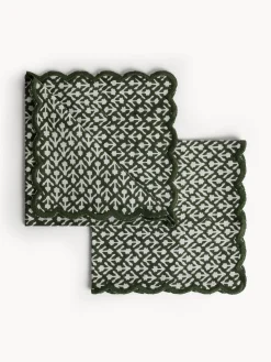 Set di 2 tovaglioli in puro cotone con stampa block print