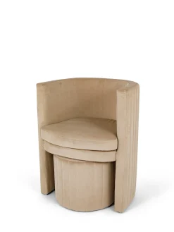 Set poltrona e sgabello in velluto Round