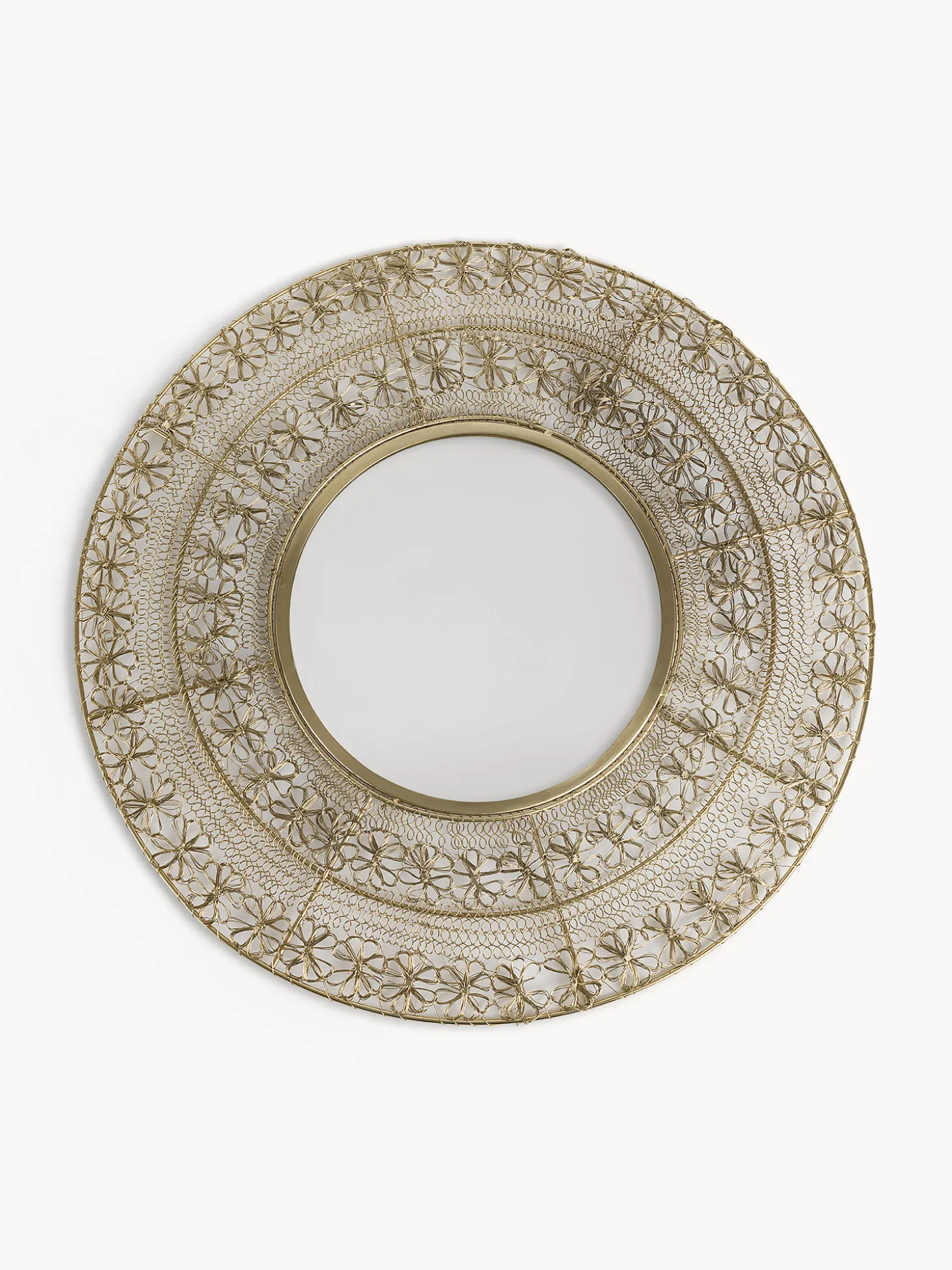 Specchio con cornice in filo dorato