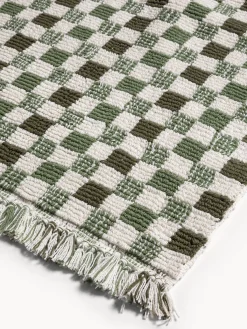 Tappeto bagno in cotone fantasia a scacchiera