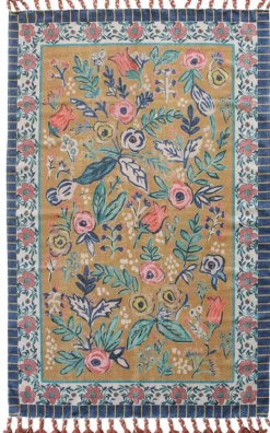 Tappeto 120x180 cm con motivo floreale e frange