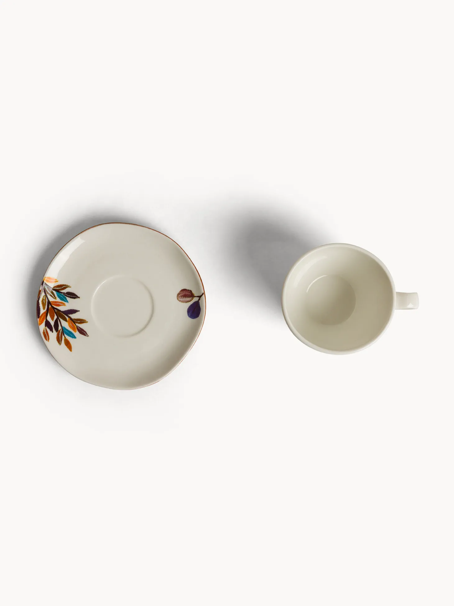 Tazza caffè in stoneware motivo foglioline