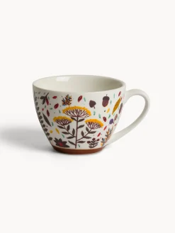 Tazza colazione in stoneware motivo foglioline