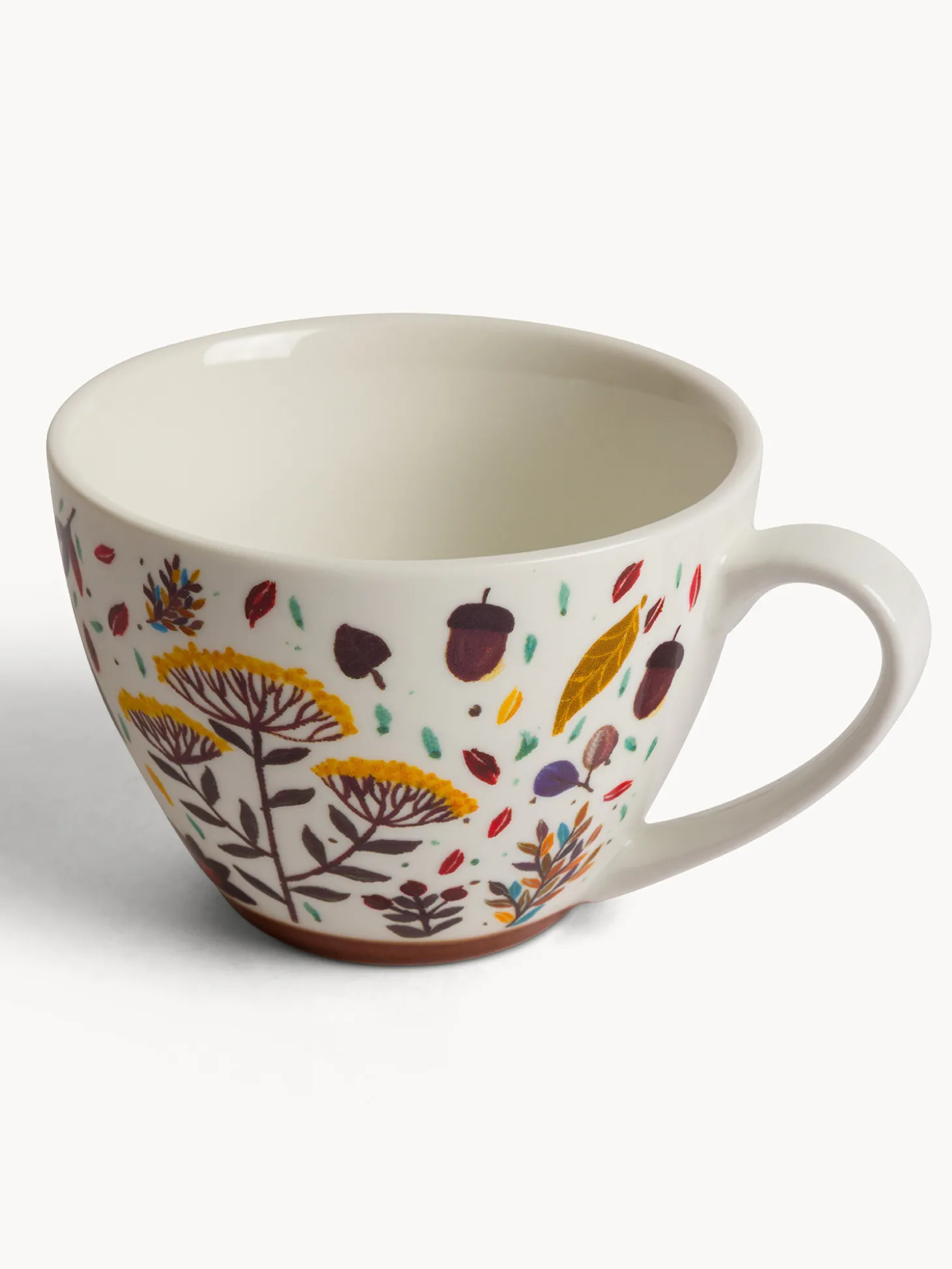 Tazza colazione in stoneware motivo foglioline