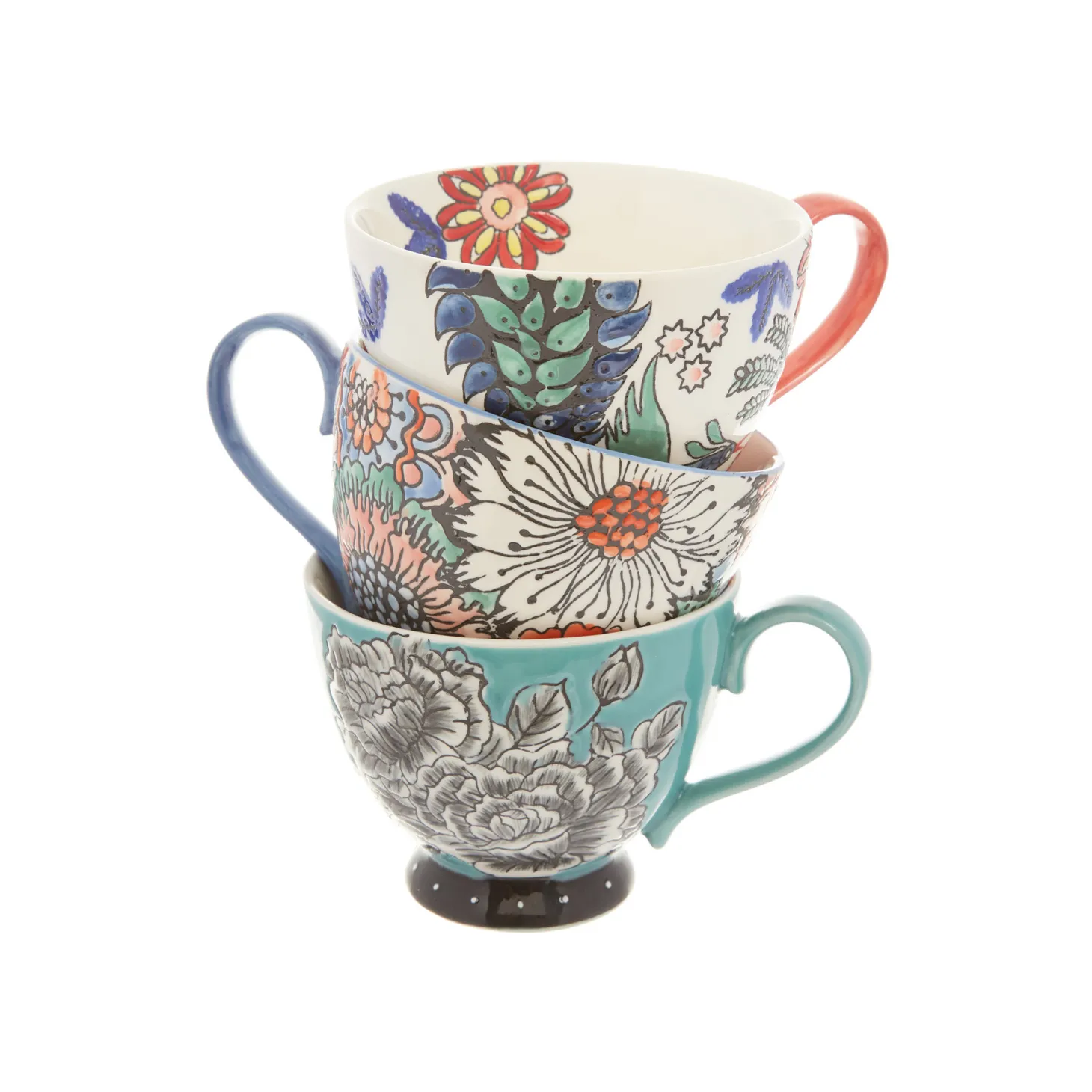 Tazza da colazione stoneware dipinta a mano