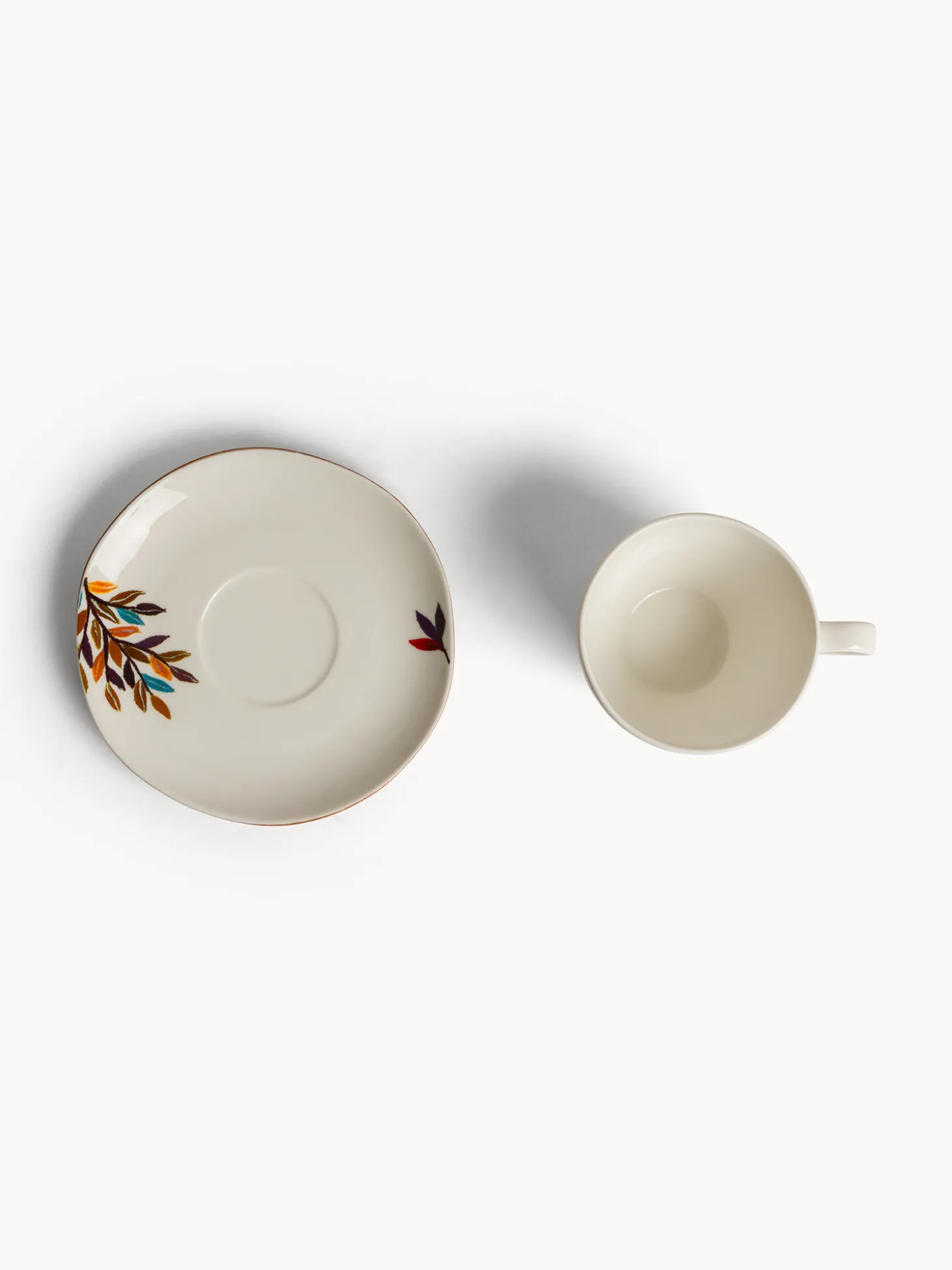 Tazza tè in stoneware motivo foglioline
