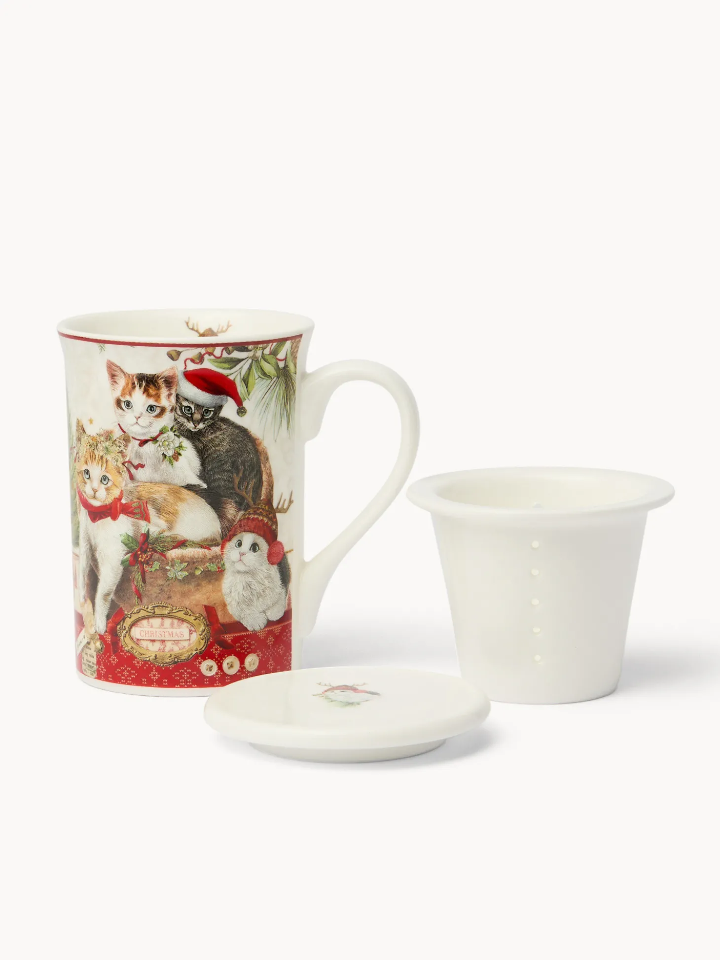 Tisaniera in new bone china gattini vintage