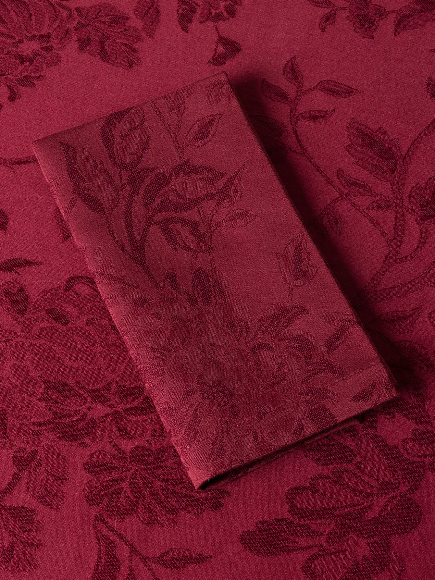 Tovaglia in cotone e lino jacquard motivo floreale