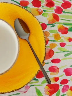 Tovaglia panama di cotone stampa tulipani